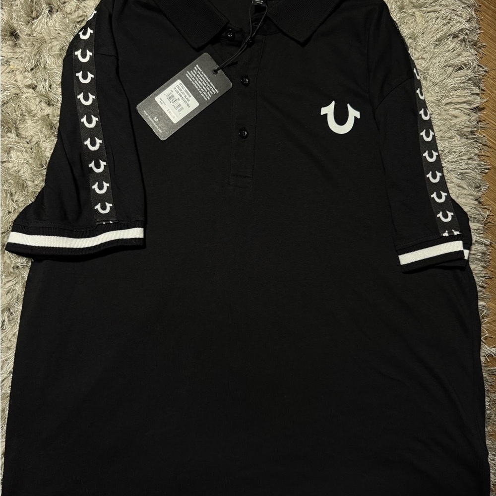 True Religion Black Polo with White Accents